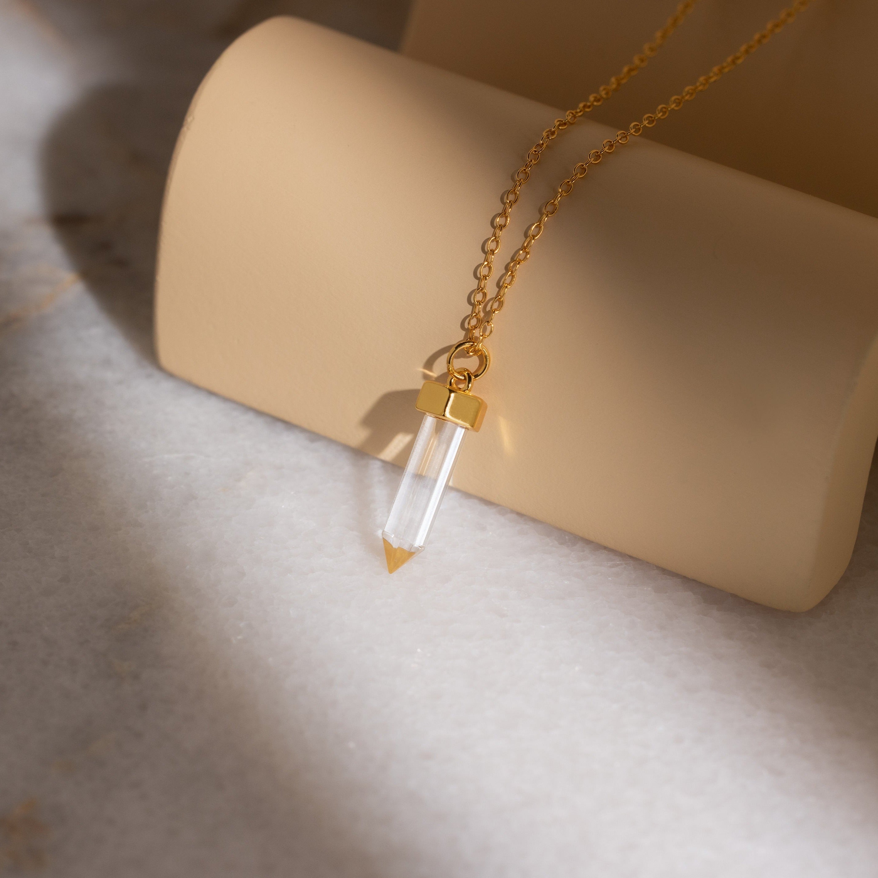Cosmic Clarity: Clear Quartz Hexagonal Pendant Necklace
